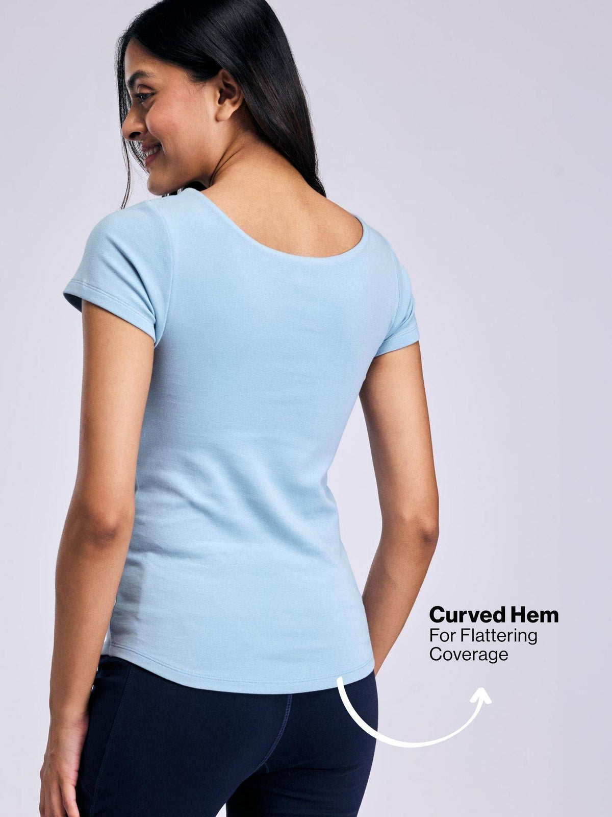 Inbuilt Bra Top in Cotton Stretch Rib NYAT507 Blue | TS56 - view 4