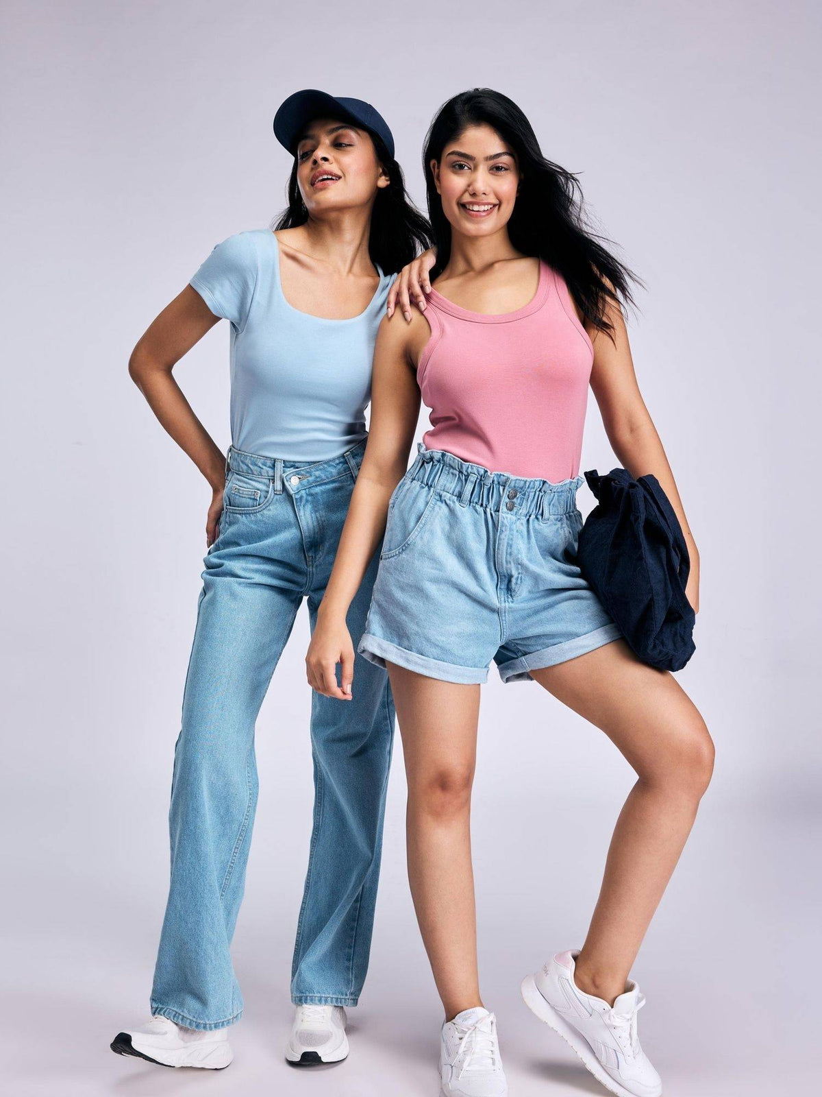 Inbuilt Bra Top in Cotton Stretch Rib NYAT507 Blue | TS56 - view 5