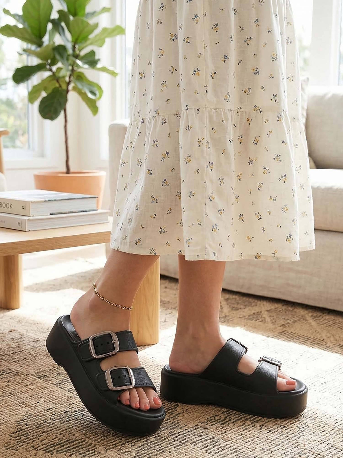 Women Beige Platform Sandals | H78 - view 9