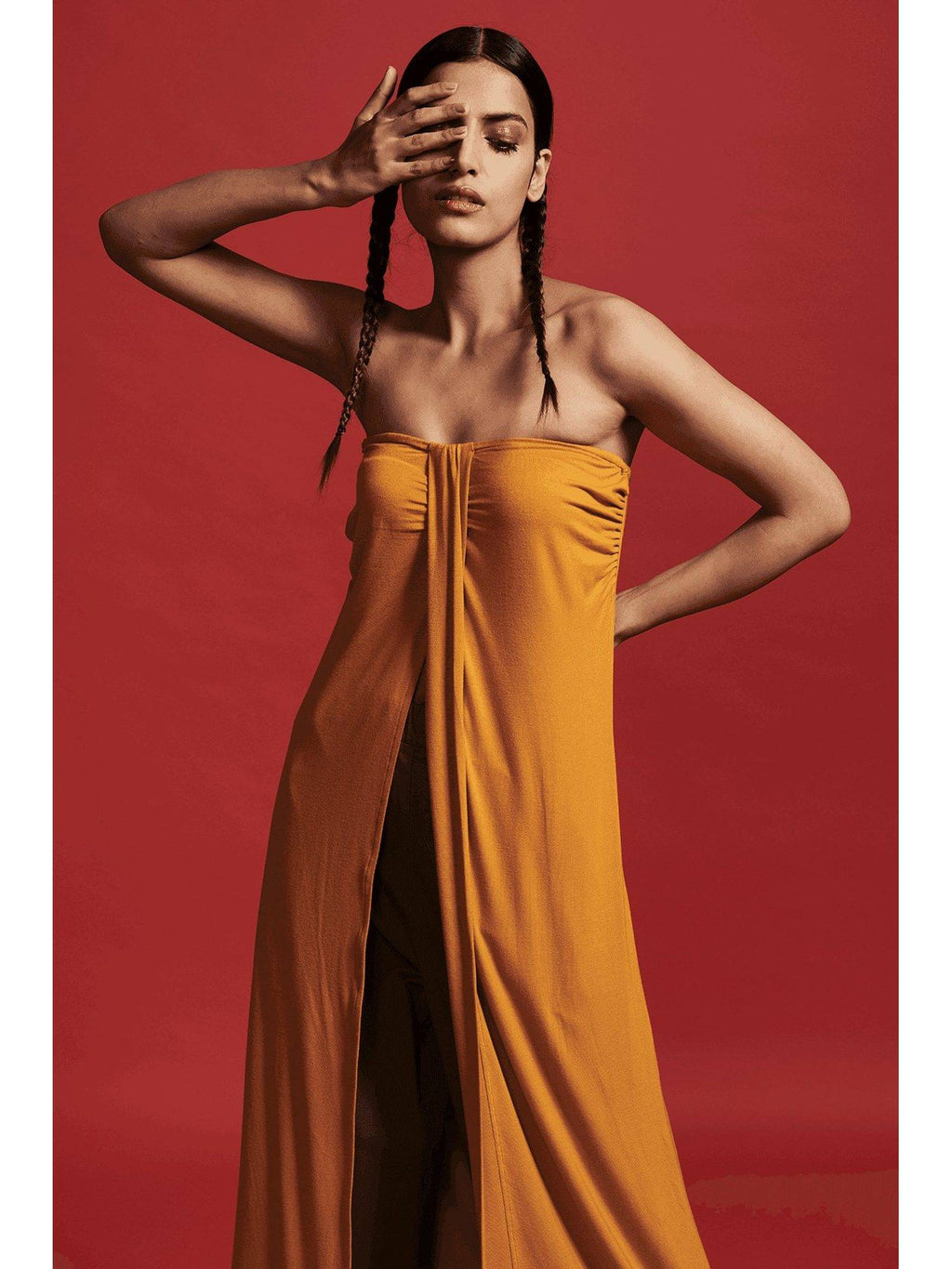 Women Orange Strapless Top | TT90 - view 5