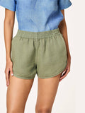 Lexi Olive Linen Shorts - view 1