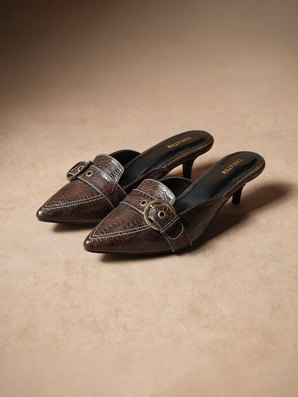 Women Carmelas Brown Mules Heels | H78 - view 1