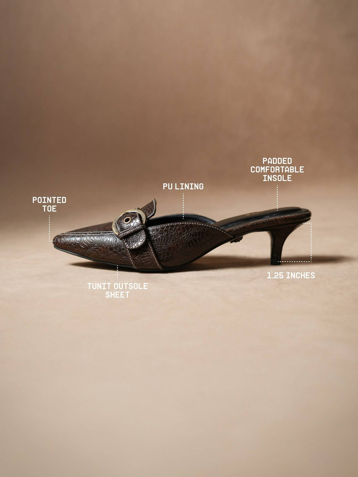Women Carmelas Brown Mules Heels | H78 - view 3
