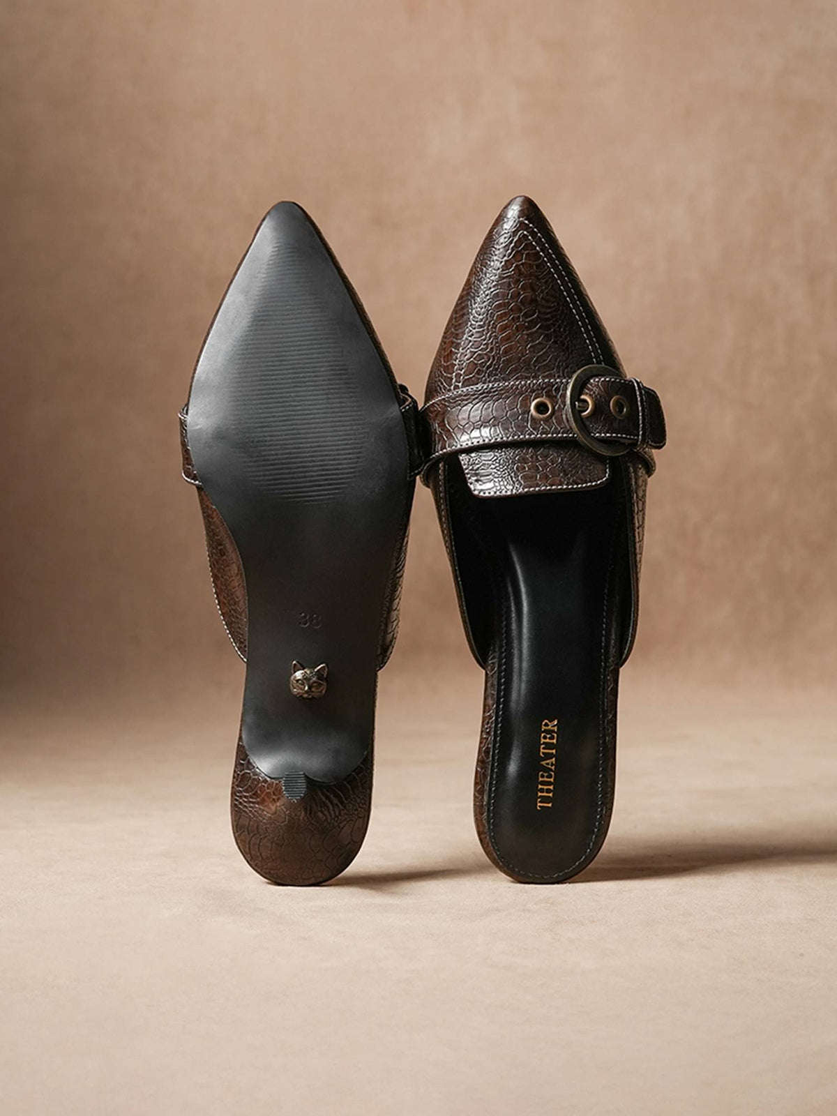 Women Carmelas Brown Mules Heels | H78 - view 6