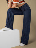 Womens Blue Wide-Leg Regular-Length Non-Stretchable Denim Jeans | WL90 - view 1