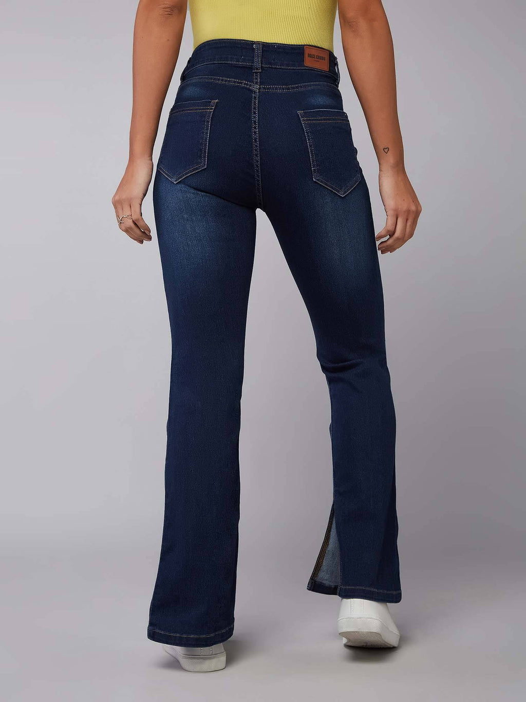 Womens Blue Bootcut Mid Rise Regular Stretchable Jeans | BT10 - view 4