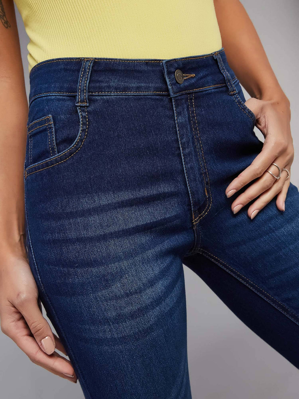 Womens Black Wide Leg High Rise Regular Stretchable Jeans | WL90 - view 11