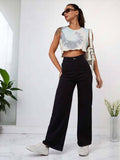 Womens Black Wide Leg High Rise Regular Stretchable Jeans | WL90 - view 1