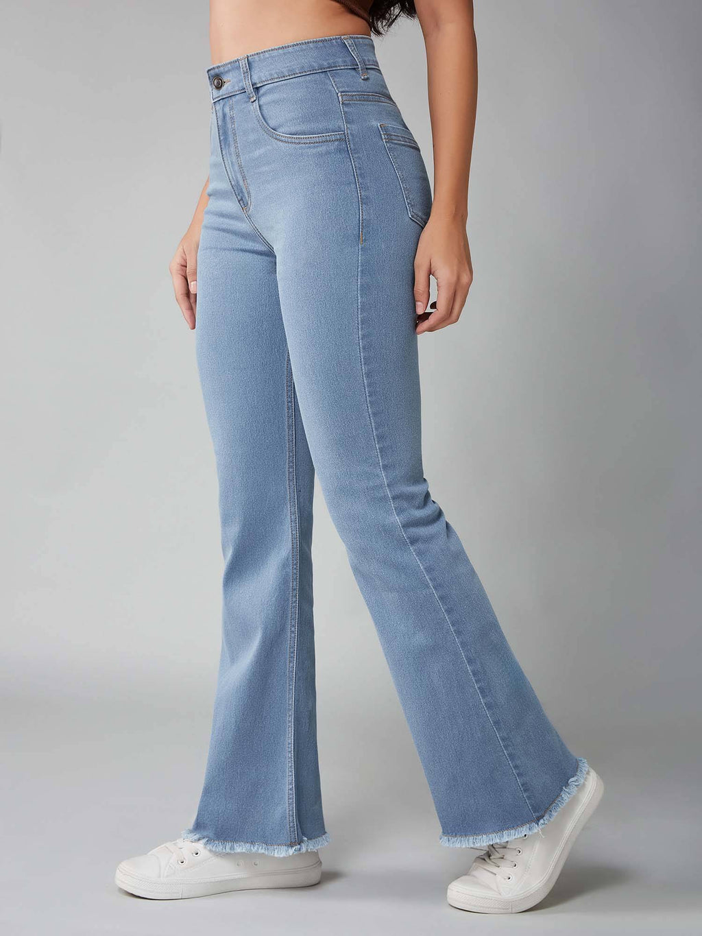 Women Light Blue Bootcut Clean Look Regular Stretchable Denim Jeans | BT10 - view 1