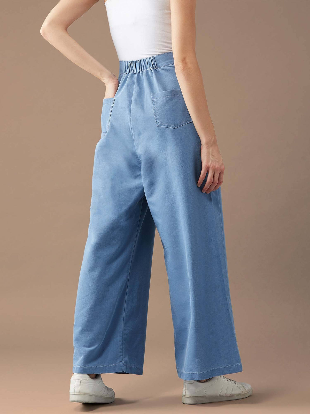 Women Blue Flared Wide-Leg Regular Length Non Stretchable Denim Jeans | WL90 - view 4