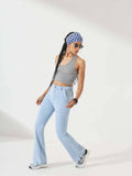 Women's Light Blue Bootcut High rise Clean look Stretchable Denim Jeans | BT10 - view 1