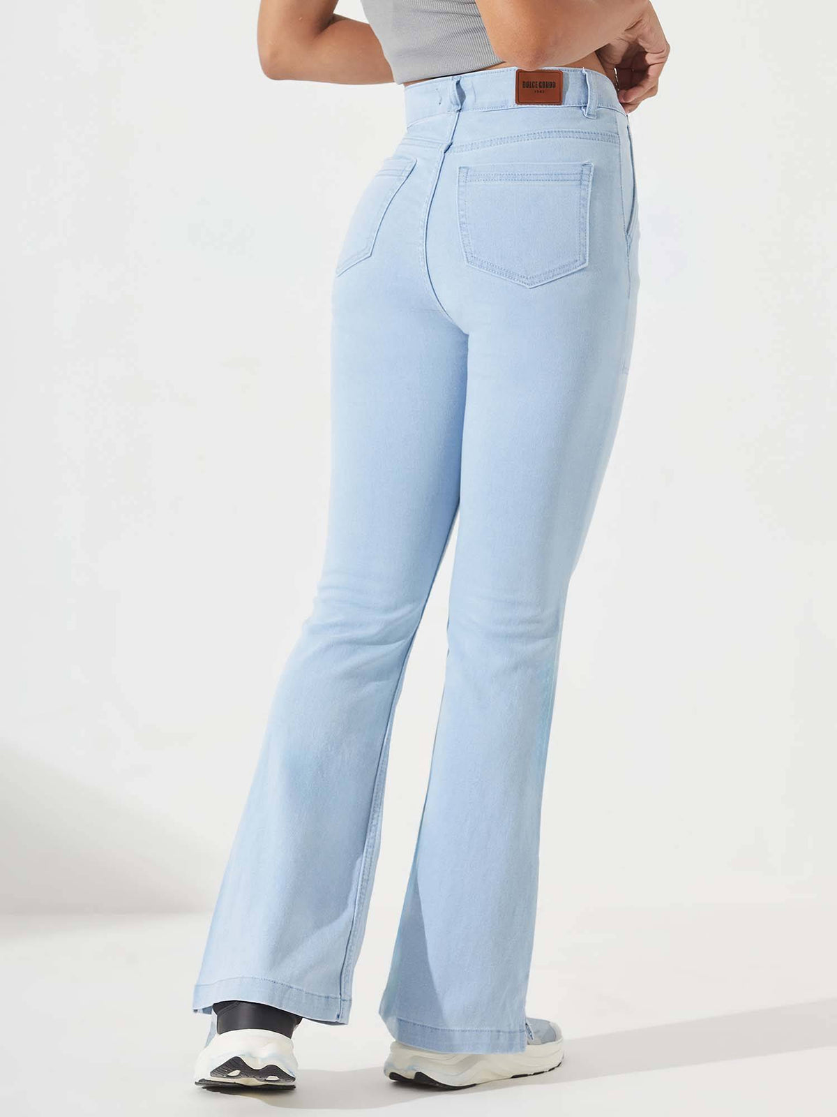 Women's Light Blue Bootcut High rise Clean look Stretchable Denim Jeans | BT10 - view 3