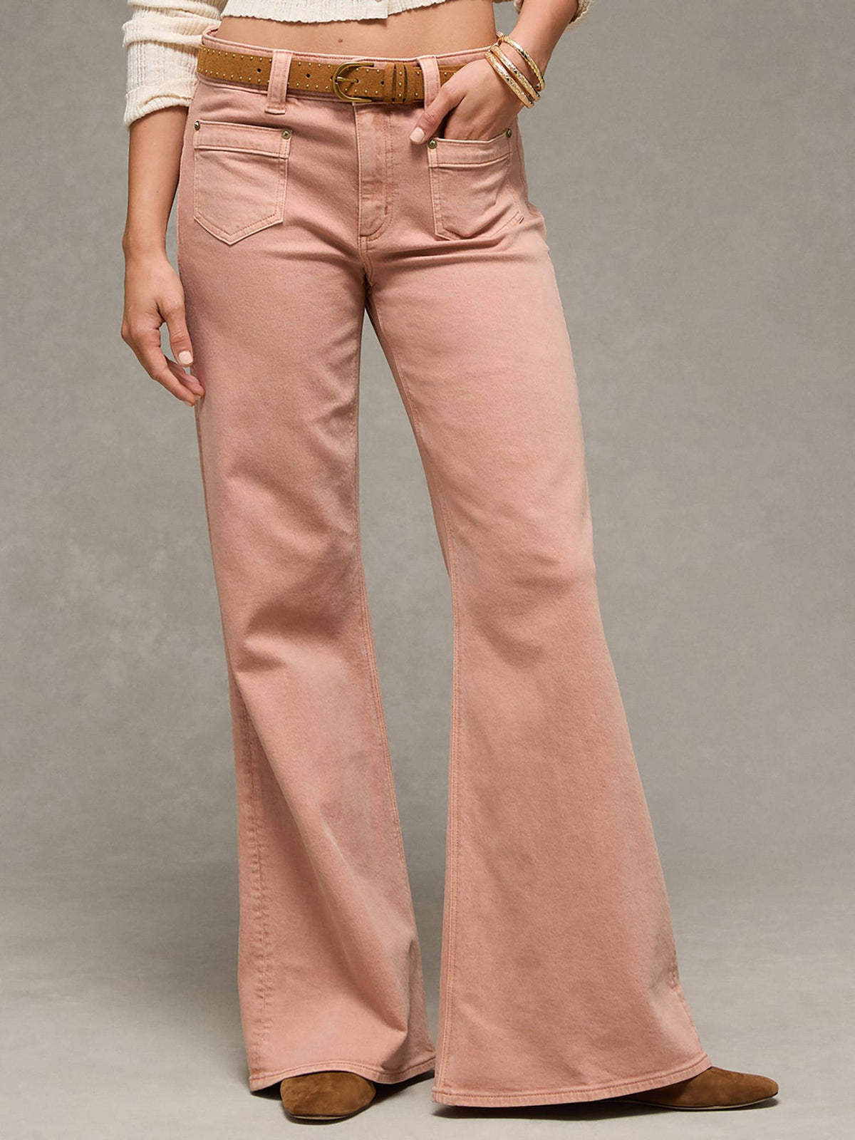 Women Beige Artist Flare Jeans | BT10 - view 7
