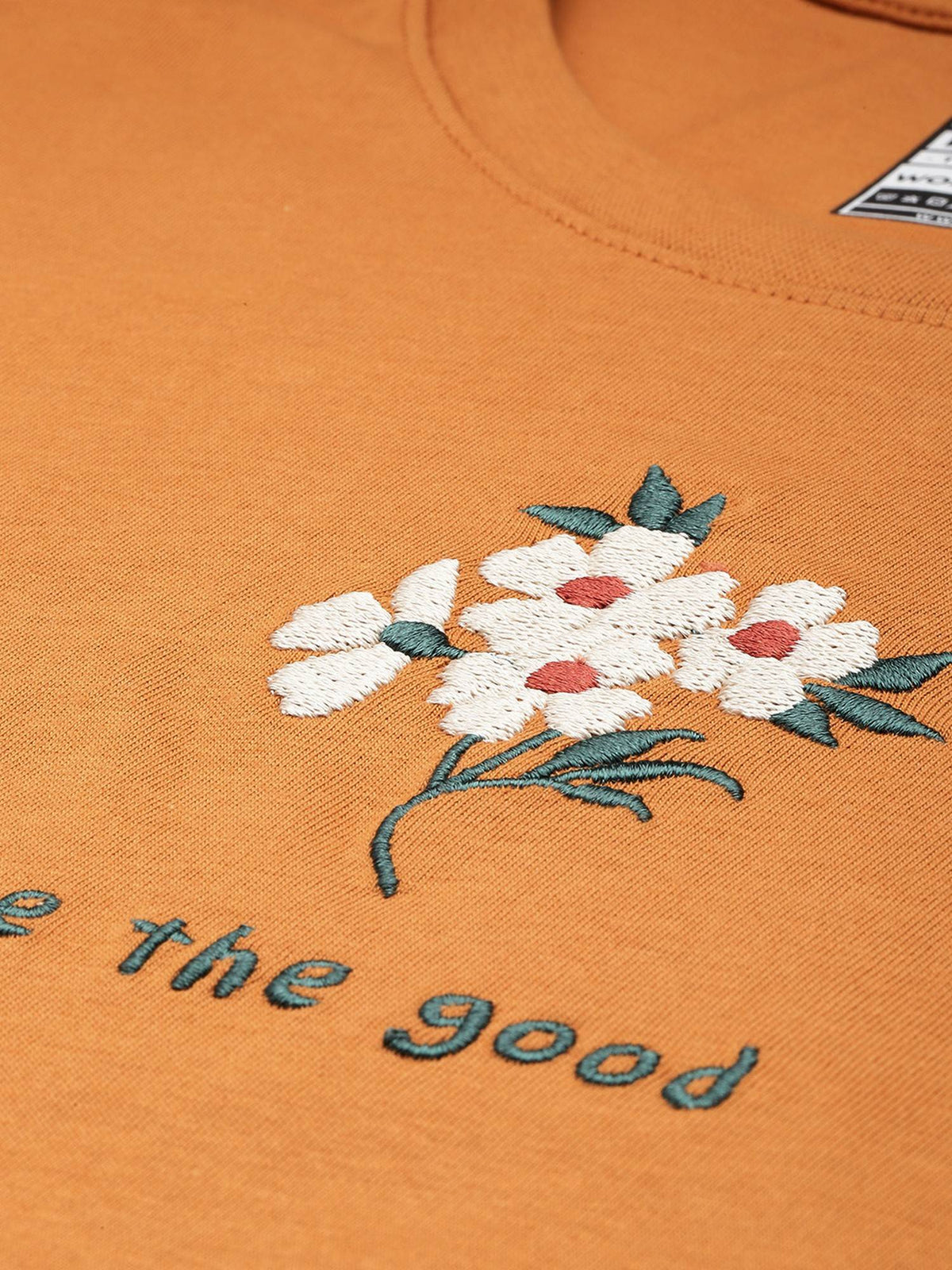 Women Boxy Regular Embroidery Brown T-Shirt | TS56 - view 2