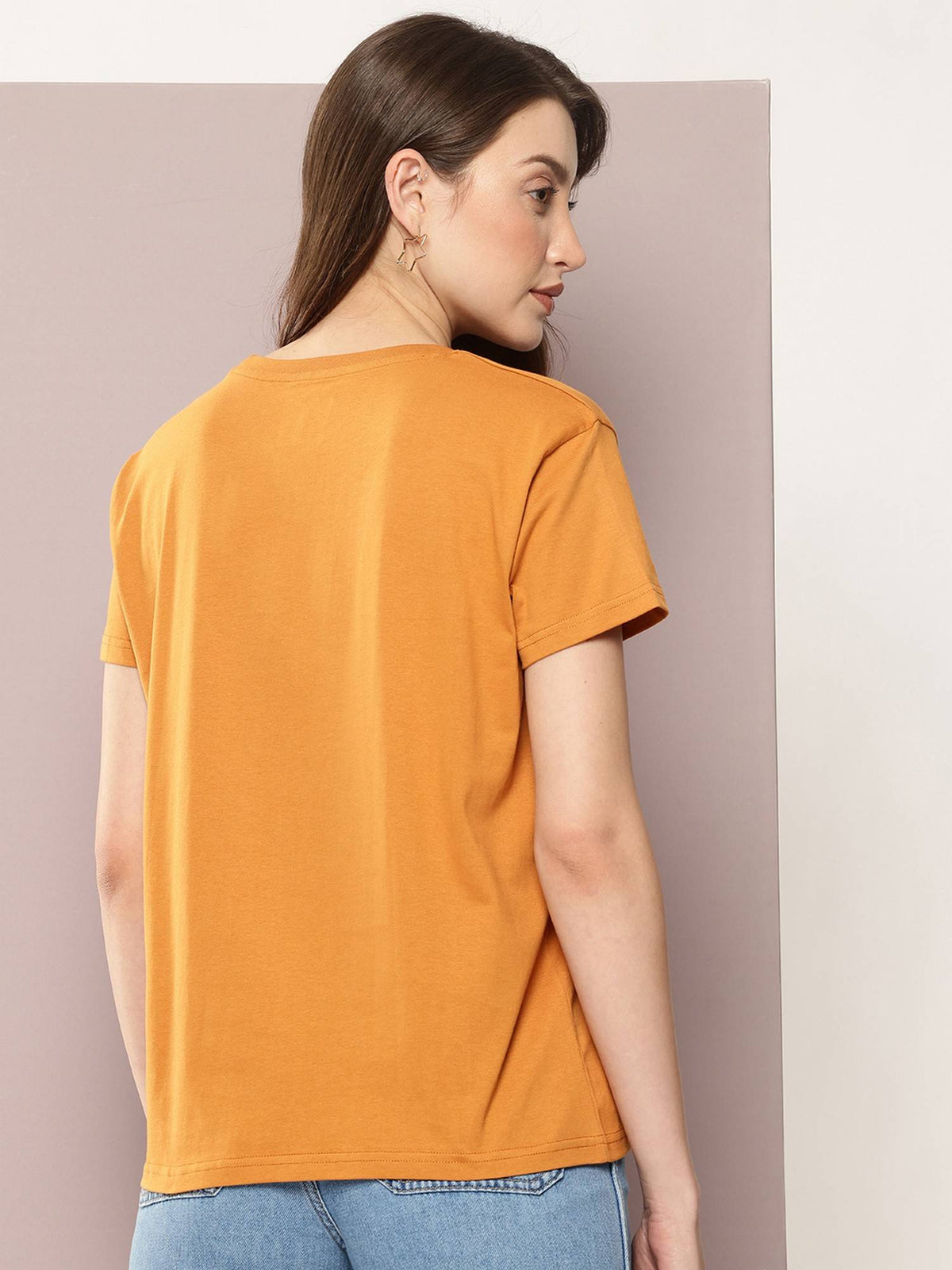 Women Boxy Regular Embroidery Brown T-Shirt | TS56 - view 4
