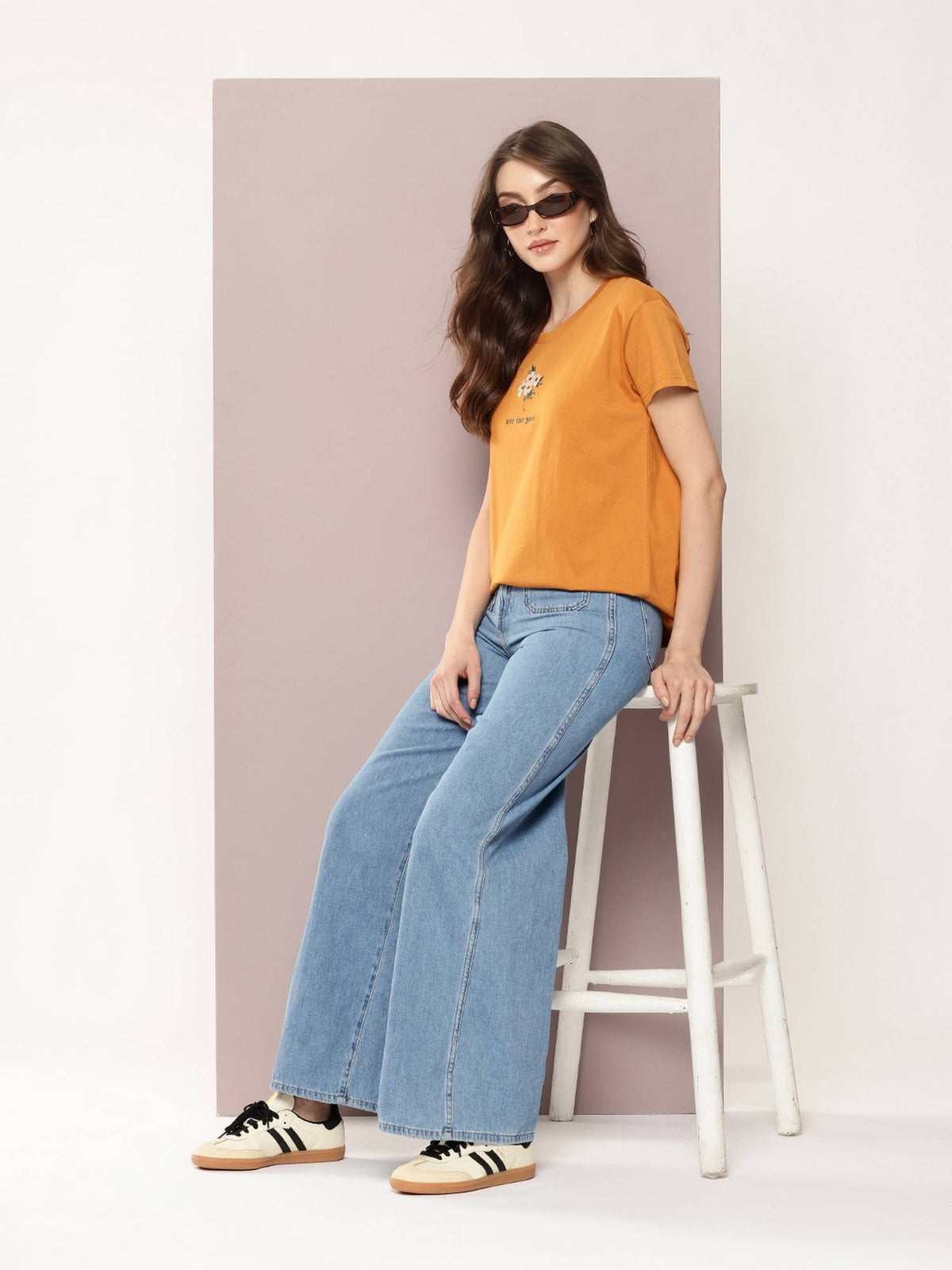 Women Boxy Regular Embroidery Brown T-Shirt | TS56 - view 5