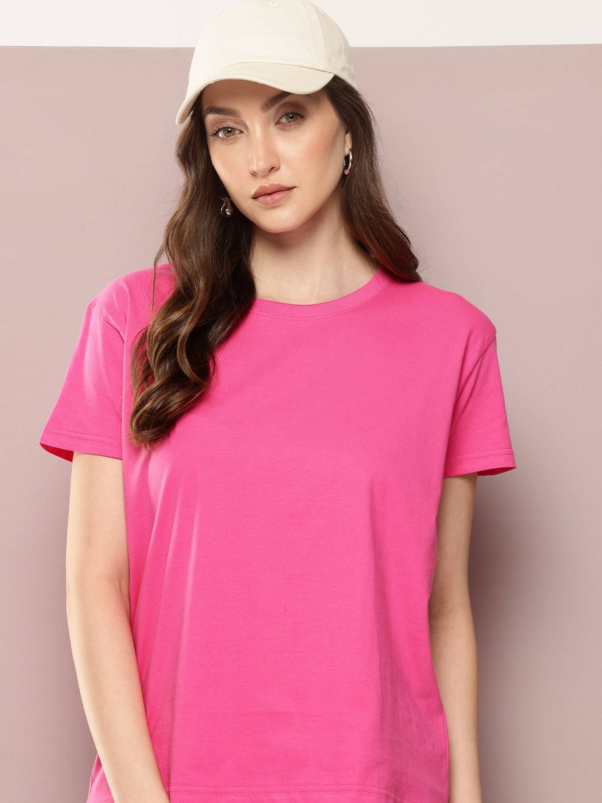 Women Boxy Regular Plain Burgundy T-Shirt | TS56 - view 55