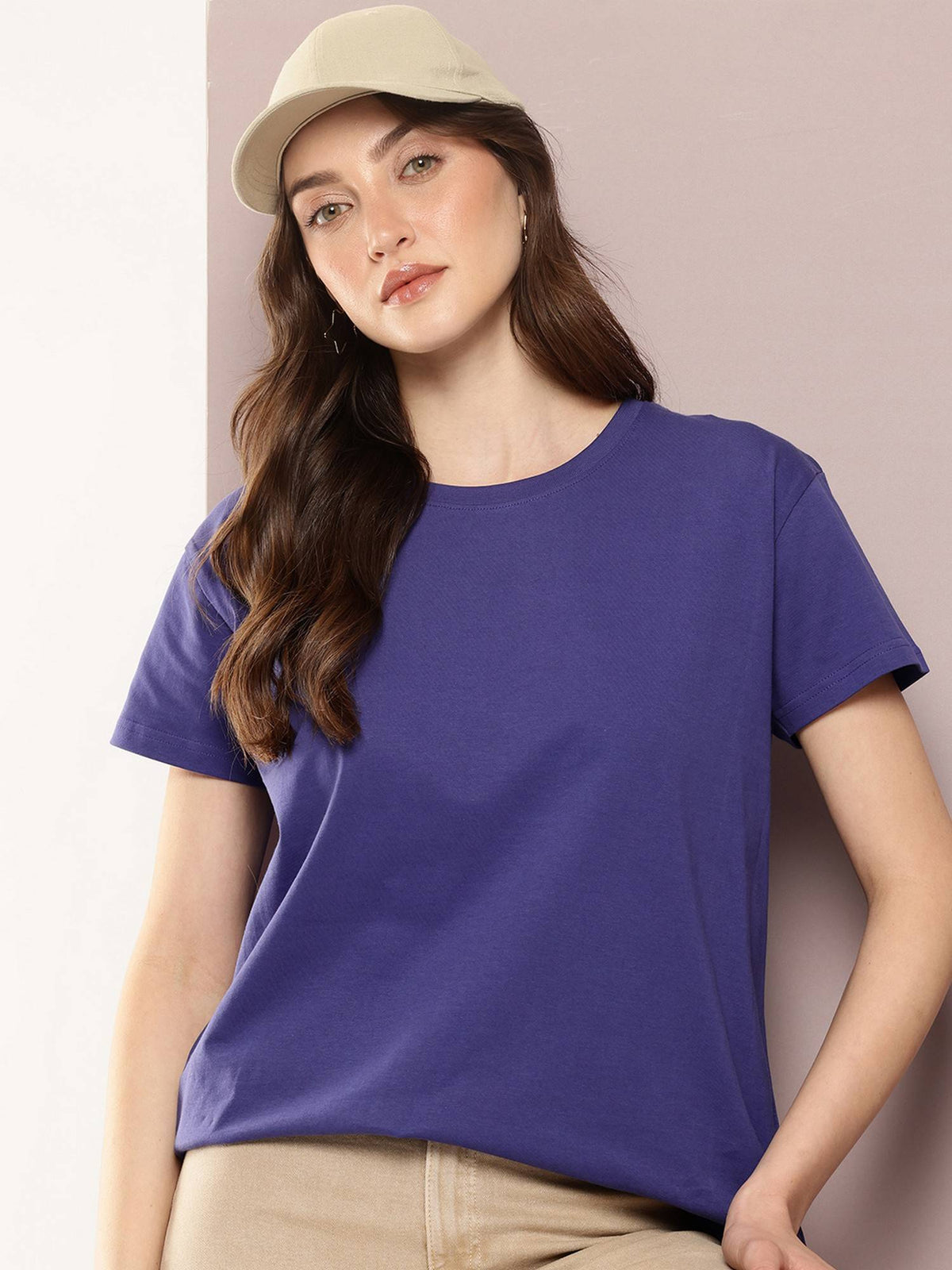 Women Boxy Regular Plain Burgundy T-Shirt | TS56 - view 49