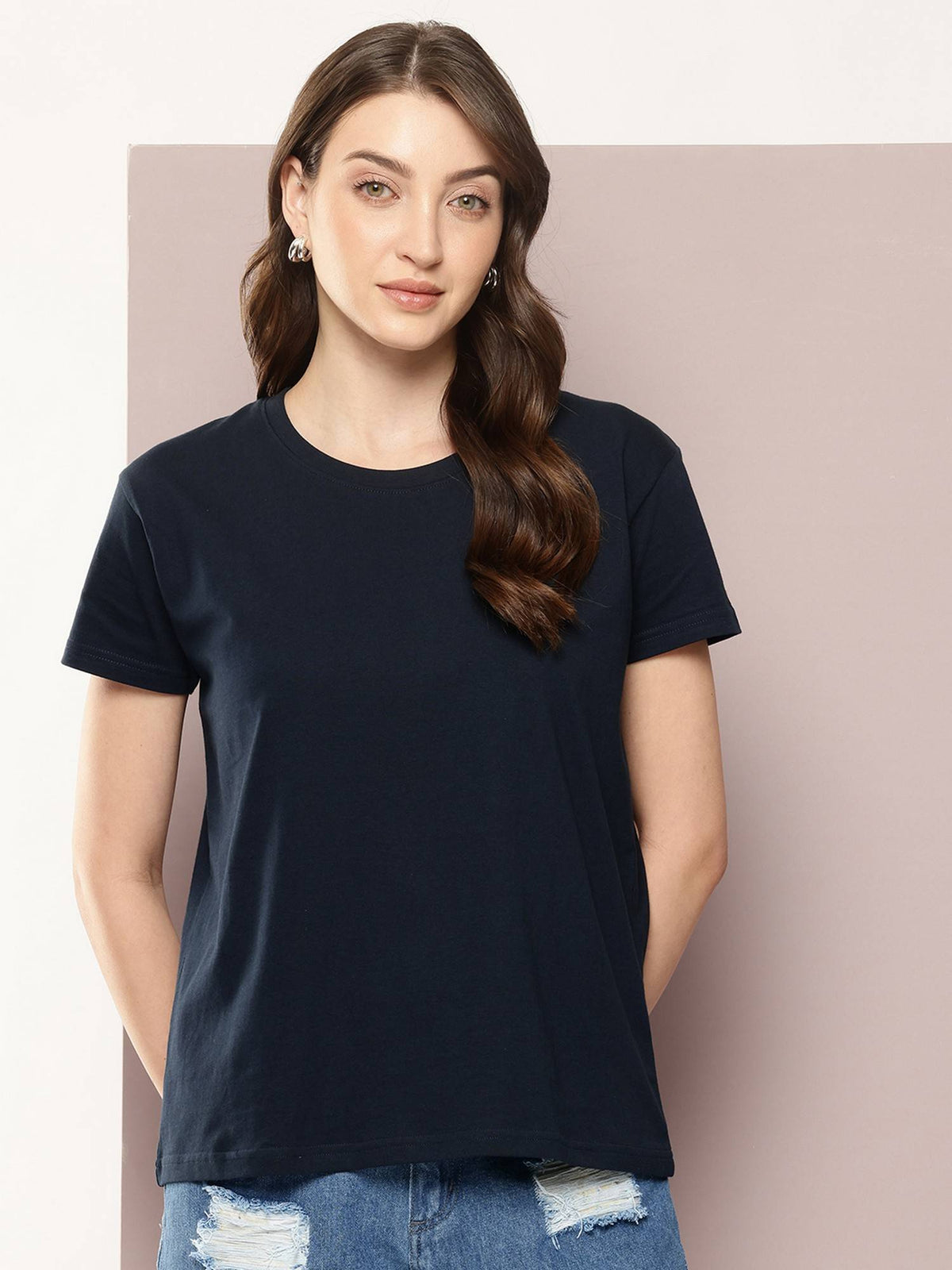 Women Boxy Regular Plain Burgundy T-Shirt | TS56 - view 7