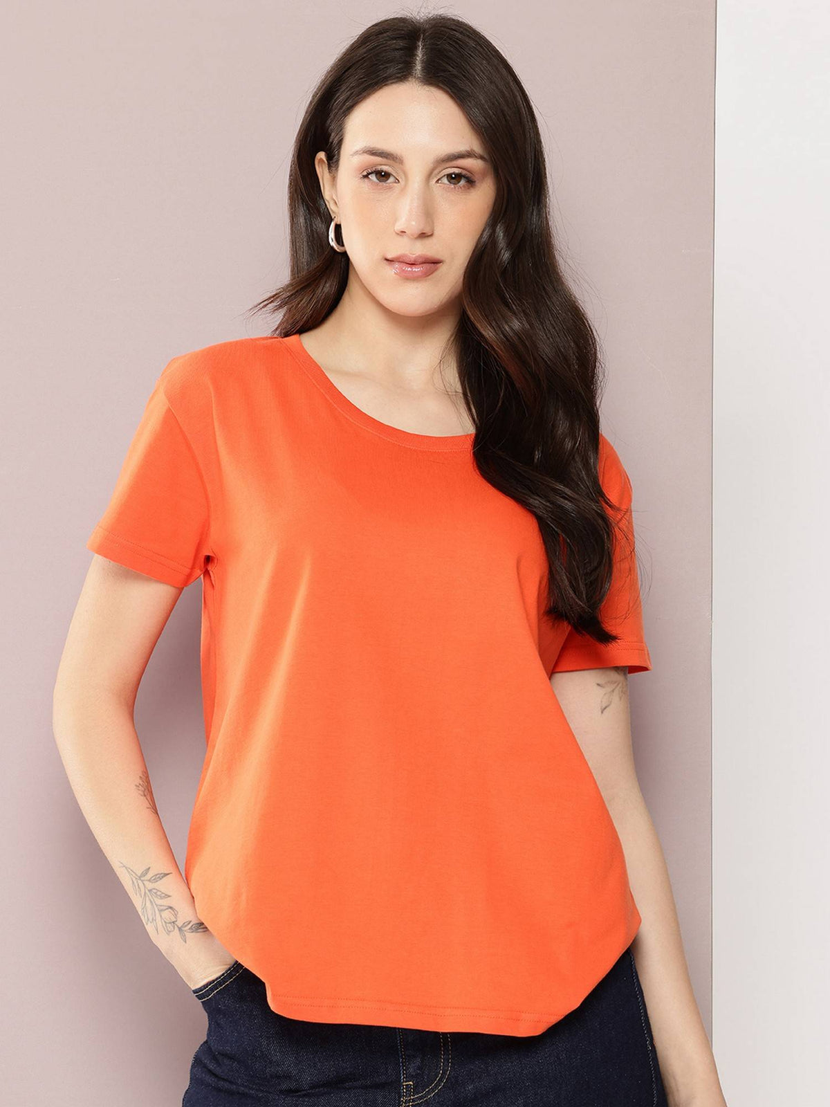 Women Boxy Regular Plain Burgundy T-Shirt | TS56 - view 61