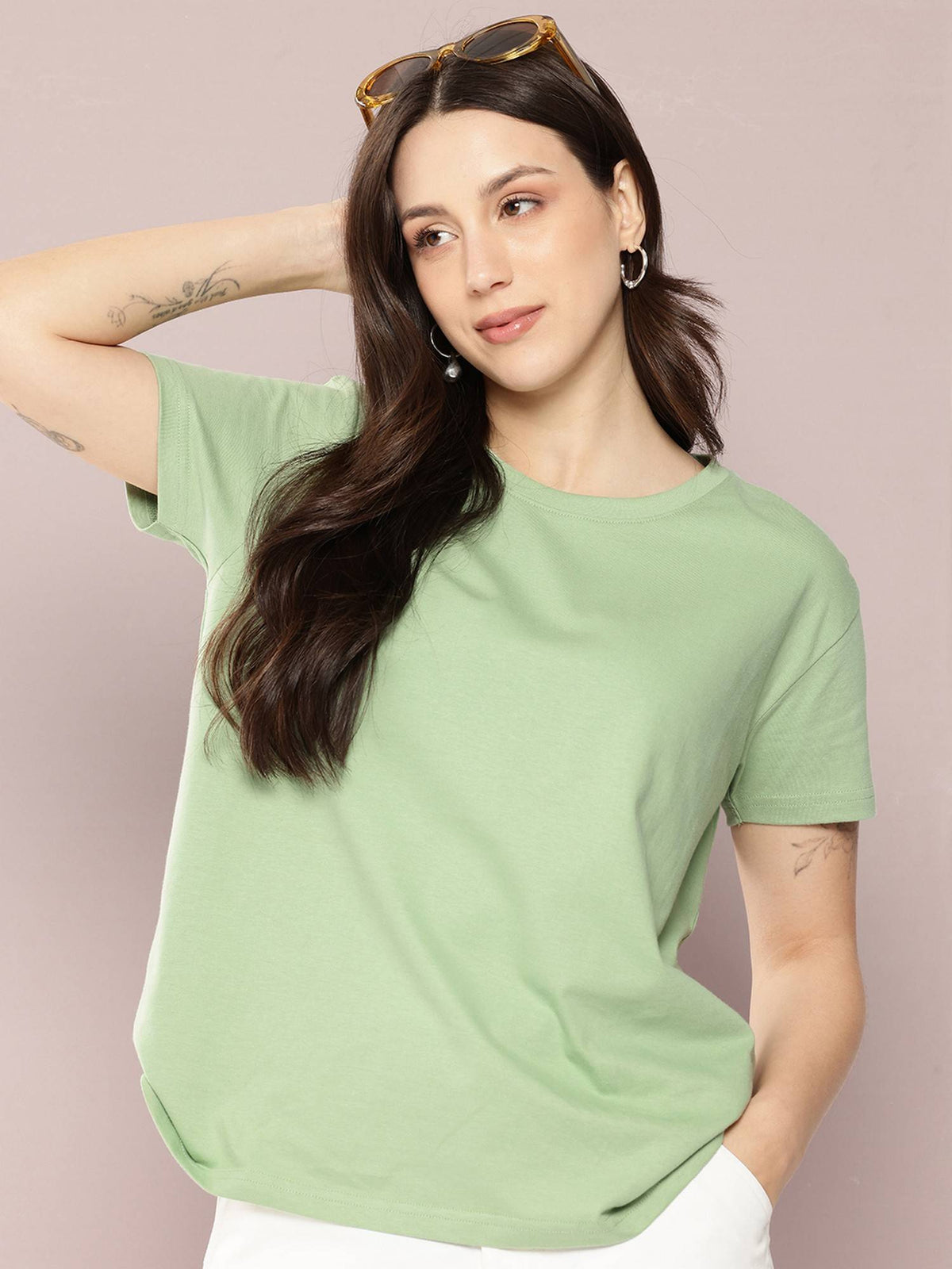 Women Boxy Regular Plain Burgundy T-Shirt | TS56 - view 31