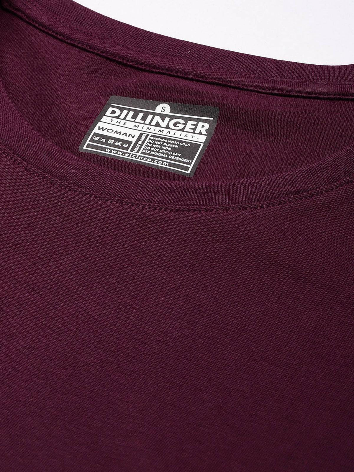 Women Boxy Regular Plain Burgundy T-Shirt | TS56 - view 2