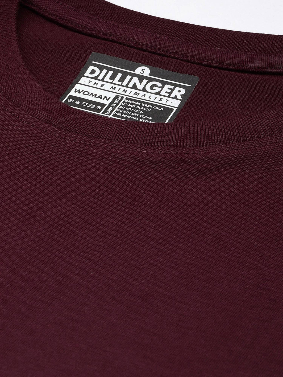 Women Regular Fit Plain Burgundy T-Shirt | TS56 - view 2