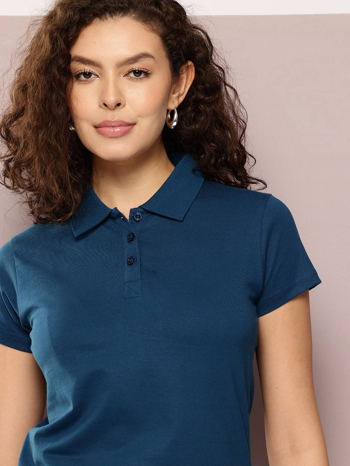 Women Regular Fit Blue Polo T-Shirt | PW43 - view 2