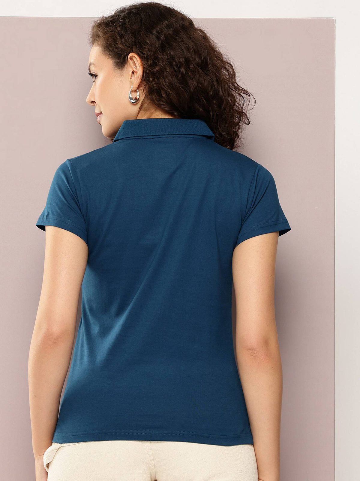 Women Regular Fit Blue Polo T-Shirt | PW43 - view 4