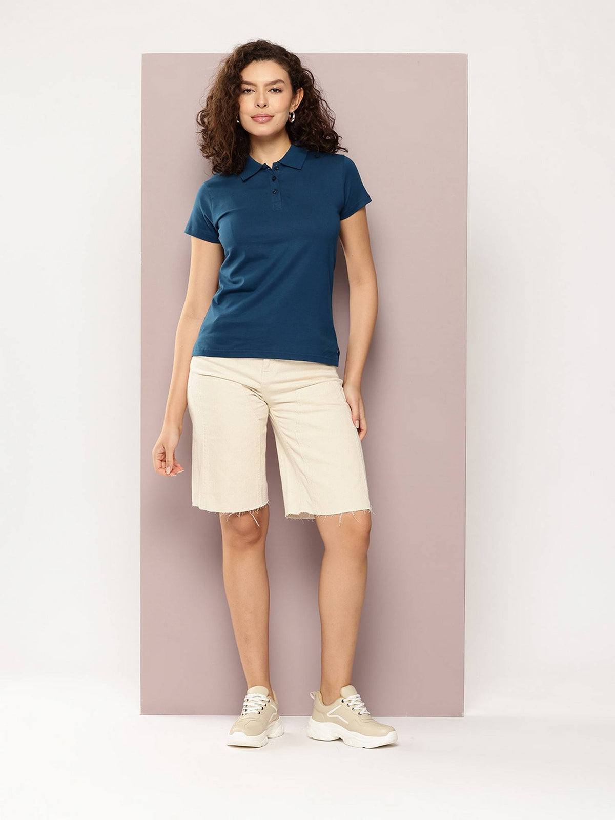 Women Regular Fit Blue Polo T-Shirt | PW43 - view 5