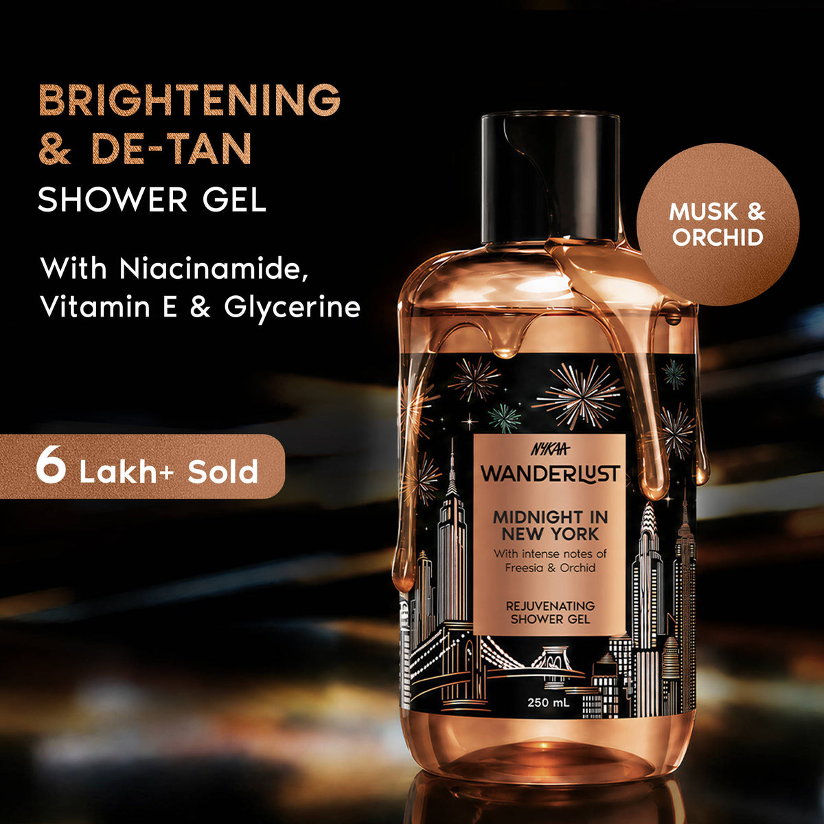 Nykaa Wanderlust Body Wash - Midnight in New York Perfume | Niacinamide & Vit E Hydrating Shower Gel | B20 - view 2