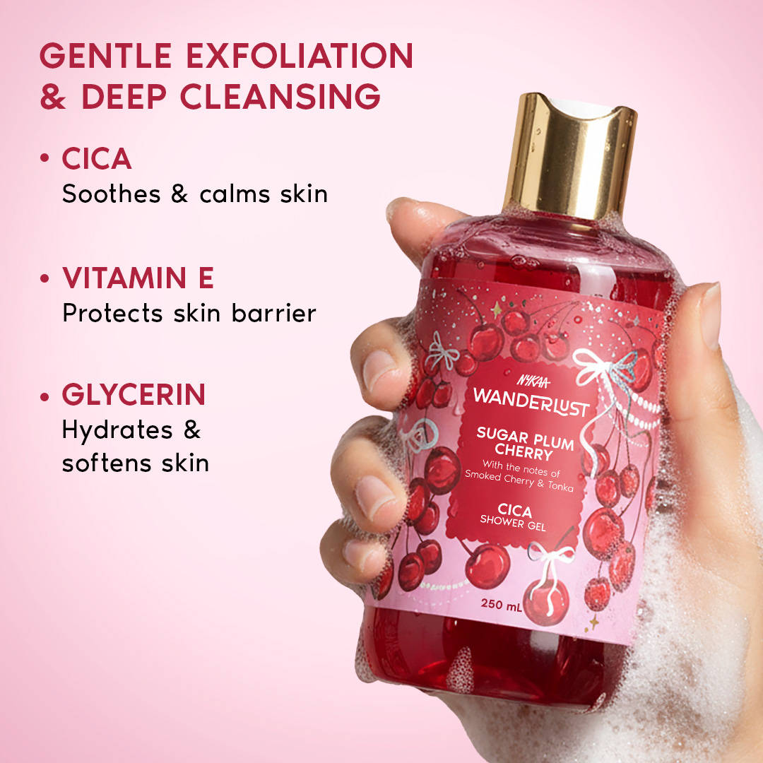 Nykaa Wanderlust Body Wash - Sugar Plum Cherry Perfume | Hydrating Cica & Vitamin E Shower Gel | B20 - view 4