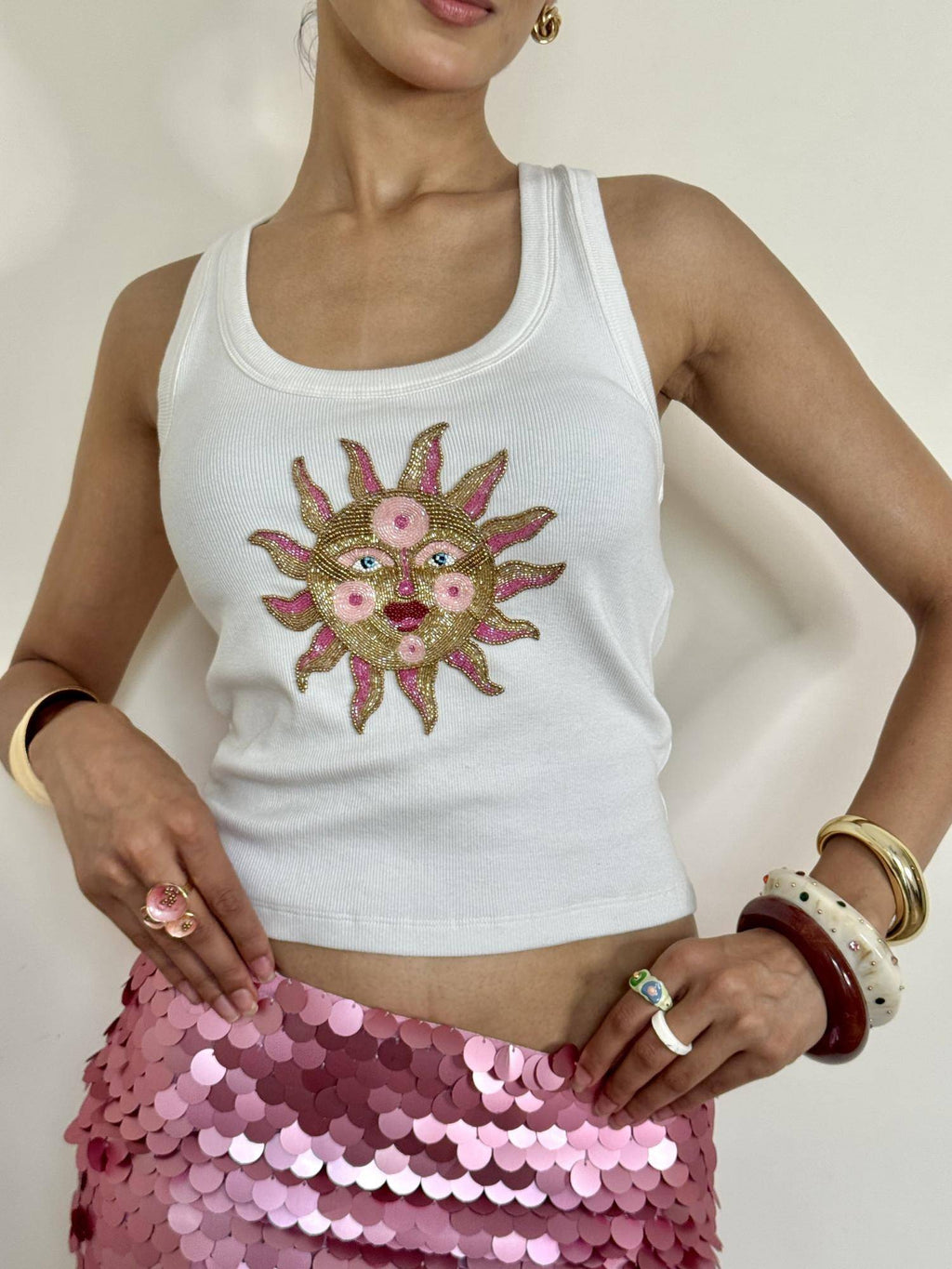 Women Sun Beaded Tank Top | TT98 - view 3