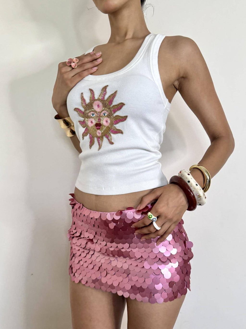 Women Sun Beaded Tank Top | TT98 - view 4