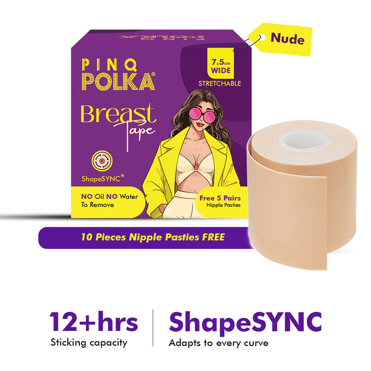 Polka Breast Lift Tape For All Cup Sizes Boob Tape With Free Nipple Pasties Body Tape | L12 - view 1