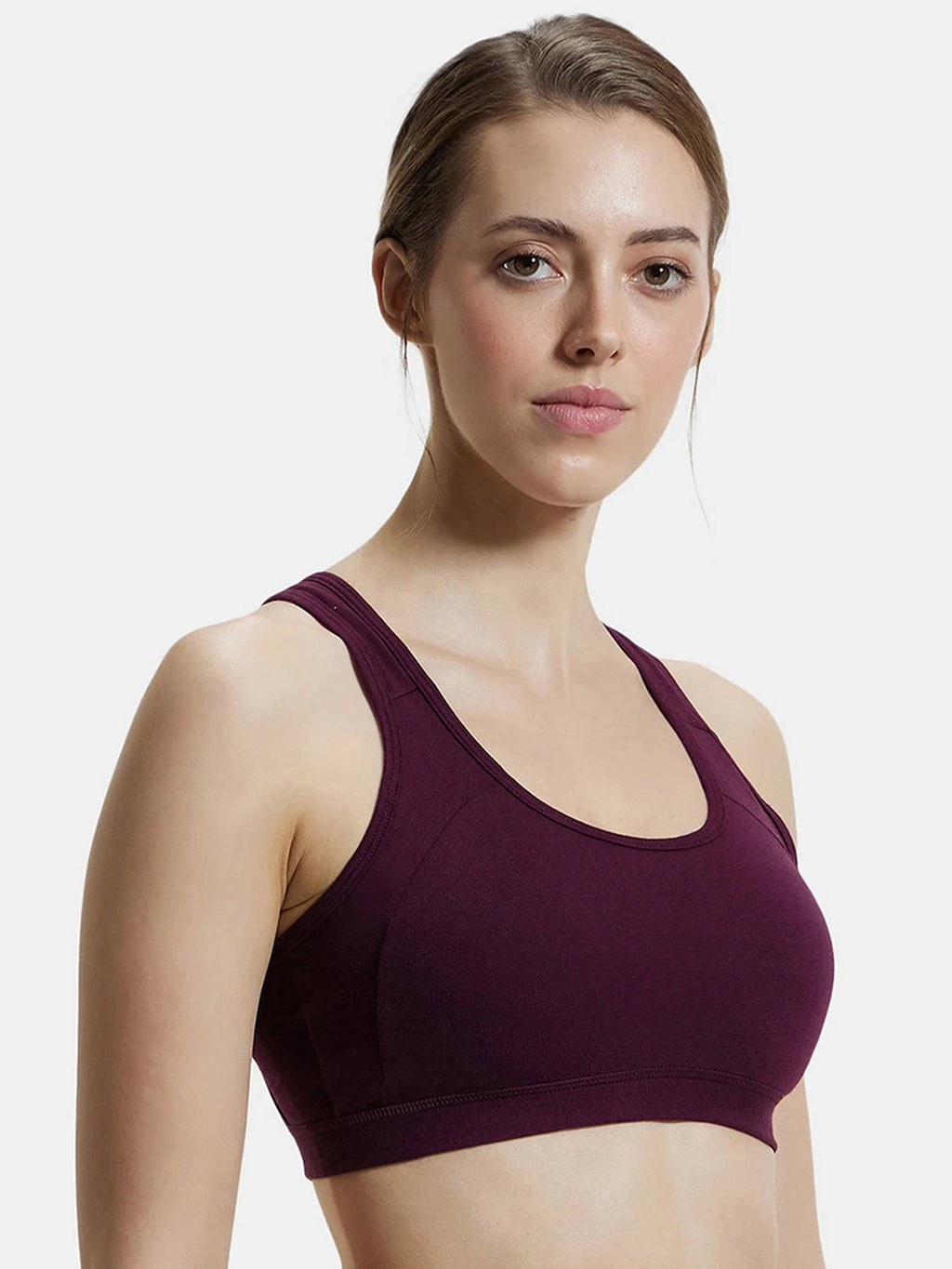 1380 Wirefree Padded Cotton Elastane Active Bra - Black | sb09 - view 9
