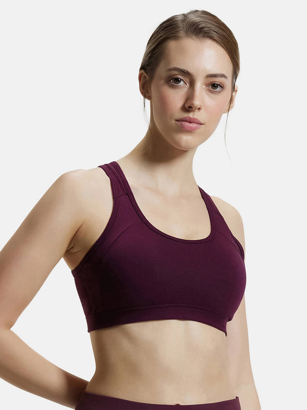 1380 Wirefree Padded Cotton Elastane Active Bra - Black | sb09 - view 12