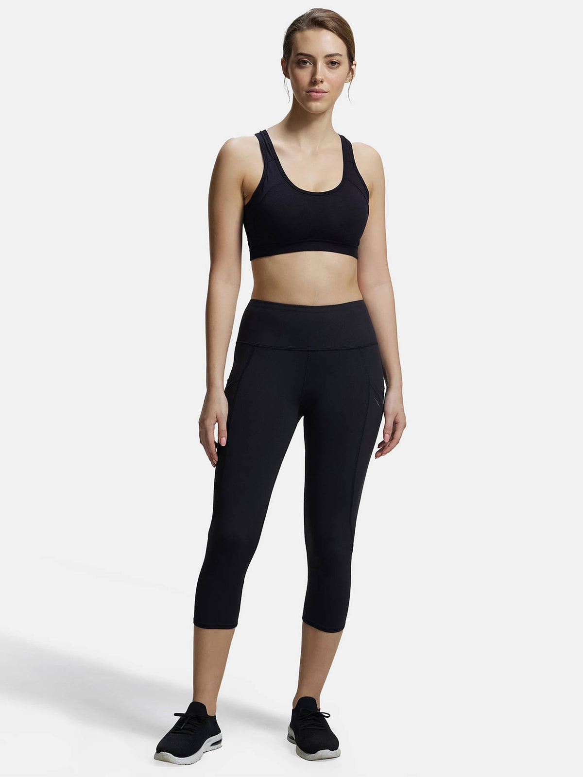 1380 Wirefree Padded Cotton Elastane Active Bra - Black | sb09 - view 4