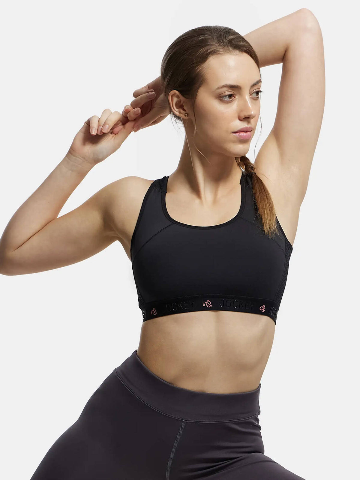 AP20 Wirefree Tactel Nylon Elastane Active Wear Sports Bra - Black | sb09 - view 5