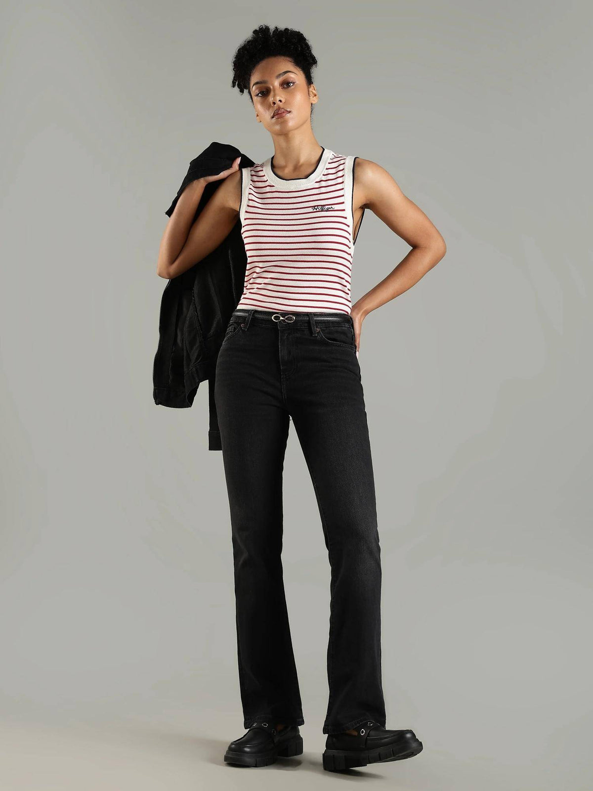 Black Bootcut Fit Mid Rise Jeans | BT10 - view 2