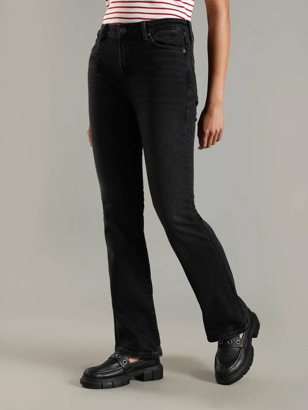 Black Bootcut Fit Mid Rise Jeans | BT10 - view 3