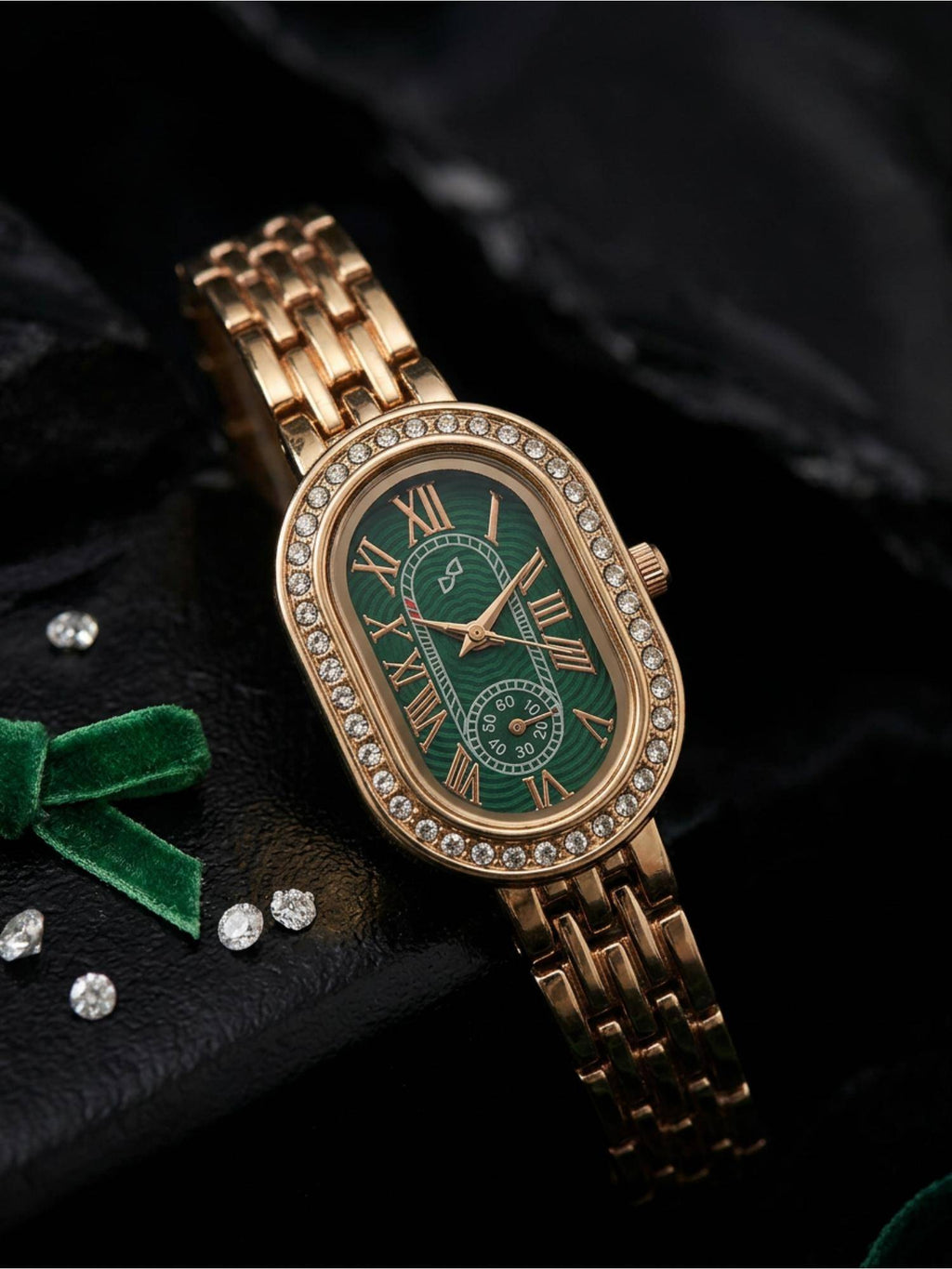 Women The Rose Floral Oval Green Dial Analog Watch - | W92 - view 2