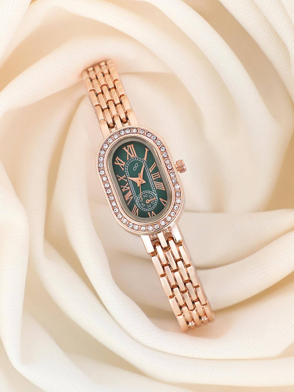 Women The Rose Floral Oval Green Dial Analog Watch - | W92 - view 6