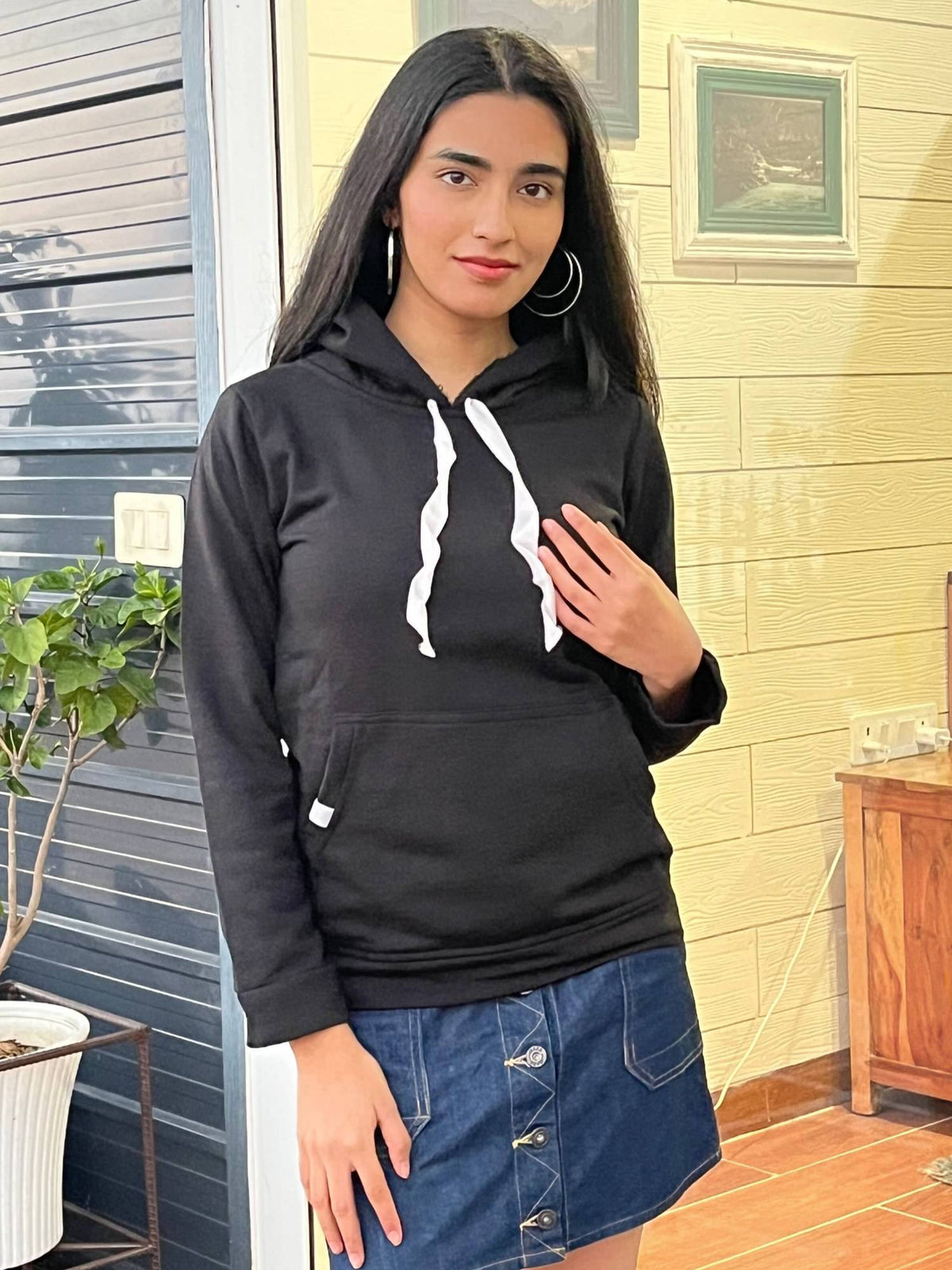 Women Printed Black Hoodie | HD56 - view 2