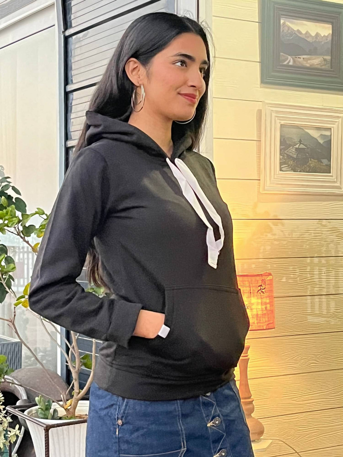 Women Printed Black Hoodie | HD56 - view 6
