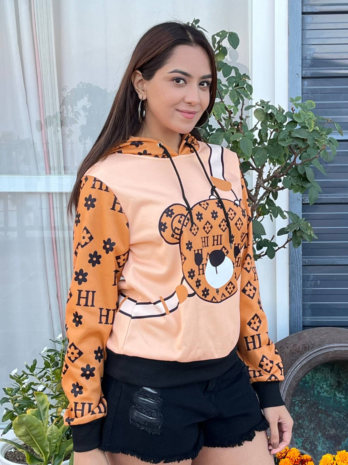 Women Stylish Bear Printed Hoodie | HD56 - view 6
