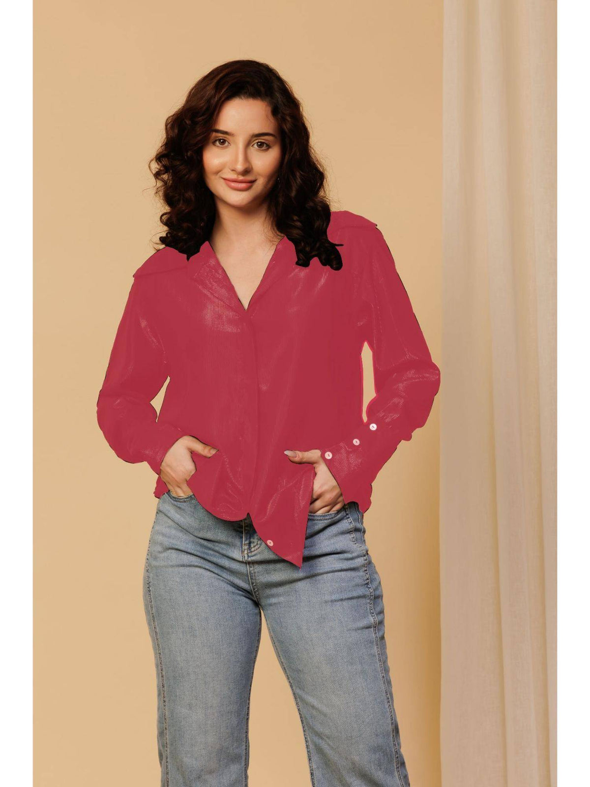 Women Black Embellished Casual Shimmer Shirt | S67 - view 7