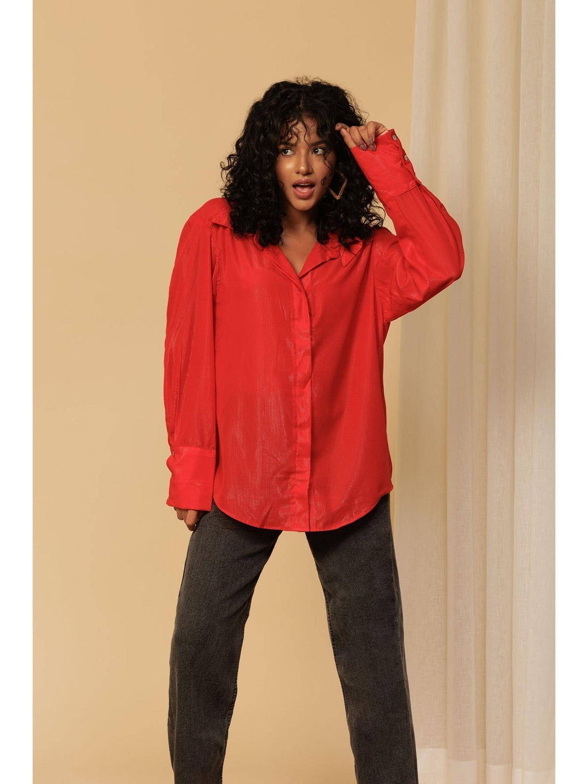 Women Black Embellished Casual Shimmer Shirt | S67 - view 17