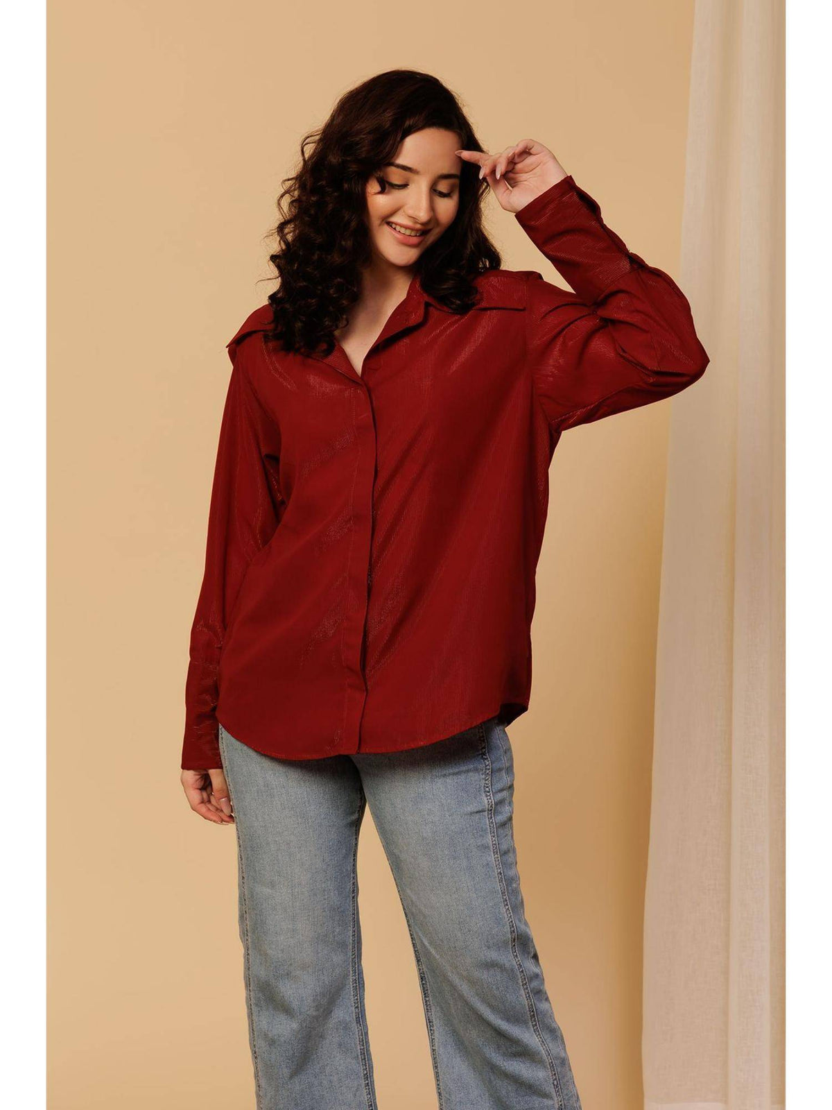 Women Black Embellished Casual Shimmer Shirt | S67 - view 23