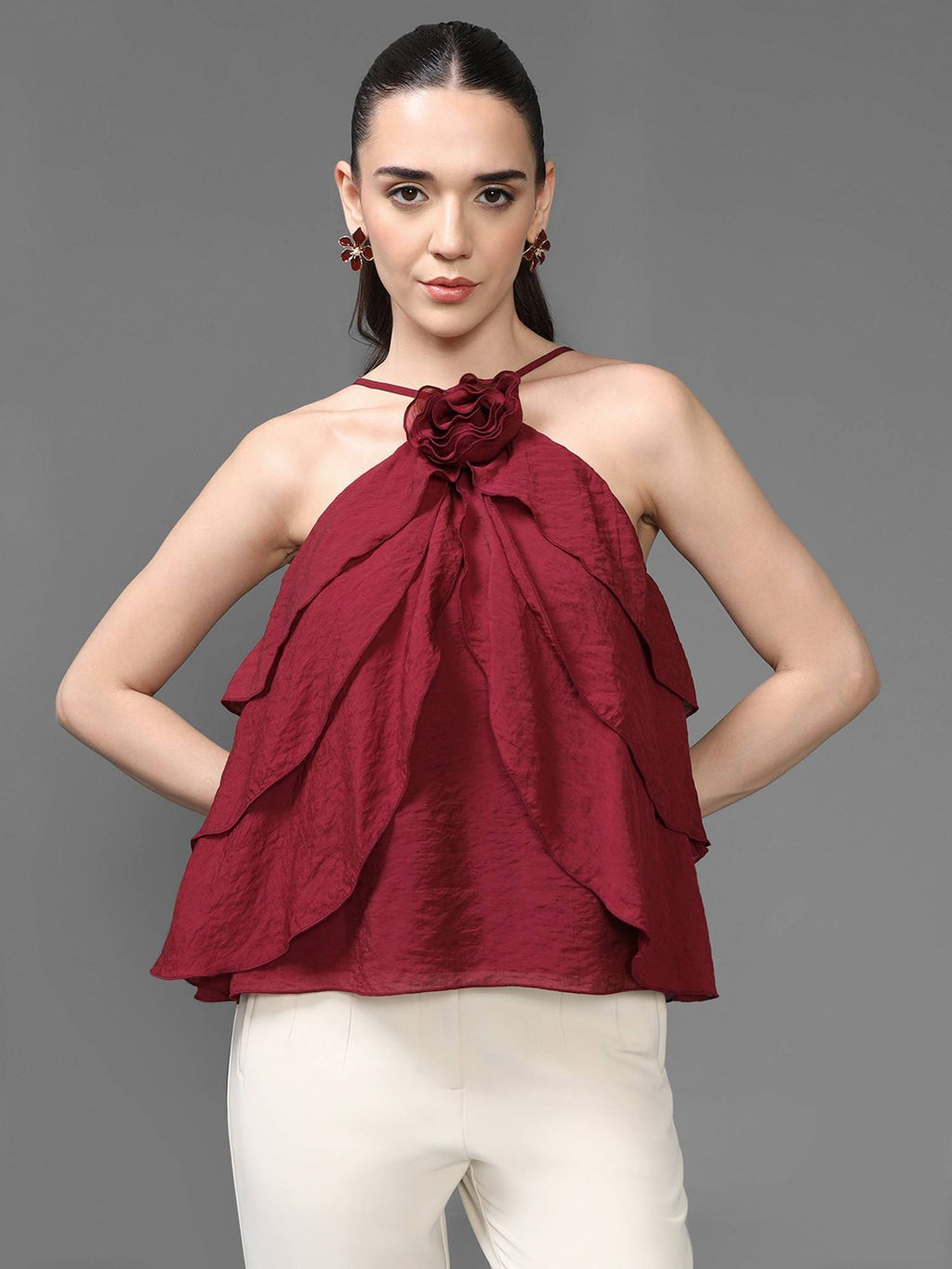 Maroon Athena Top | HT67 - view 1